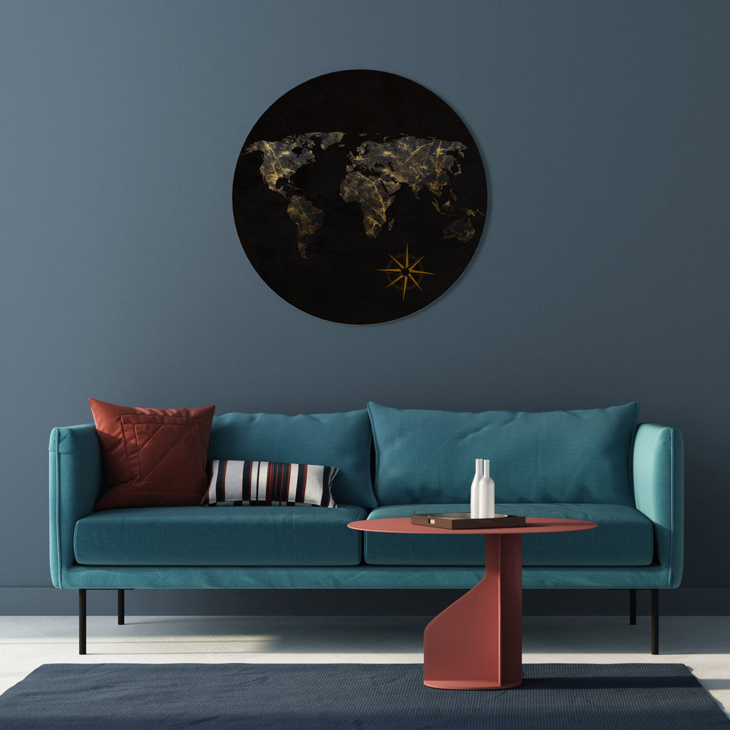 GOLDEN GEOGRAPHY Round Wall Art