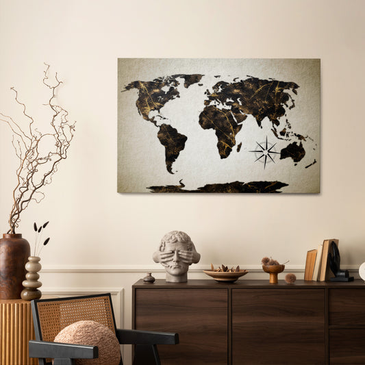 GOLDEN LINES GLOBE Cuadro en lienzo horizontal