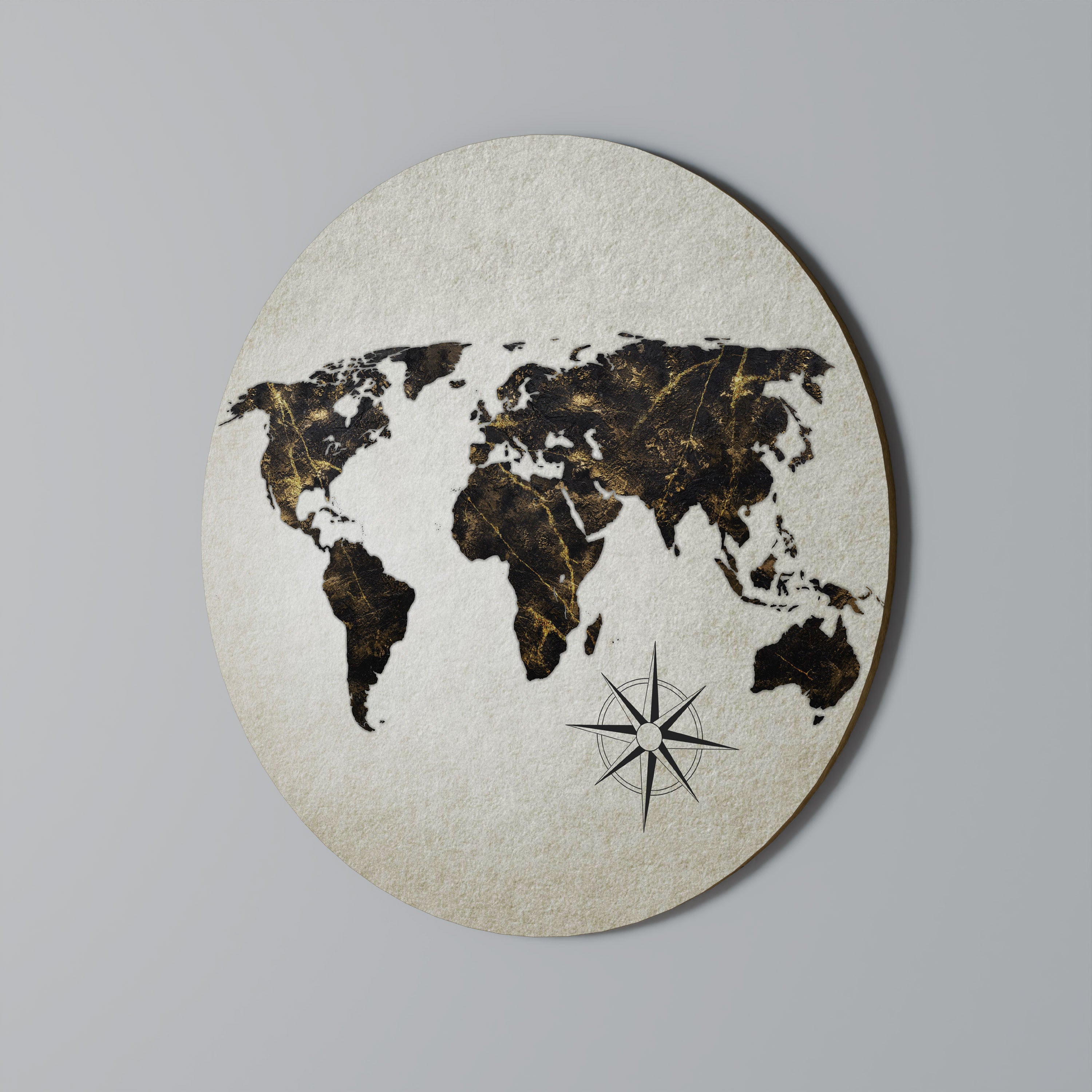 GOLDEN LINES GLOBE Round Wall Art