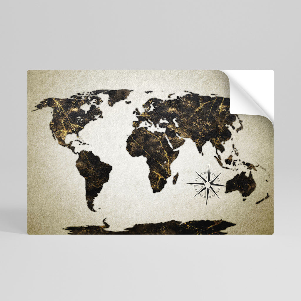 Póster horizontal autoadhesivo GLOBO DE LÍNEAS DORADAS