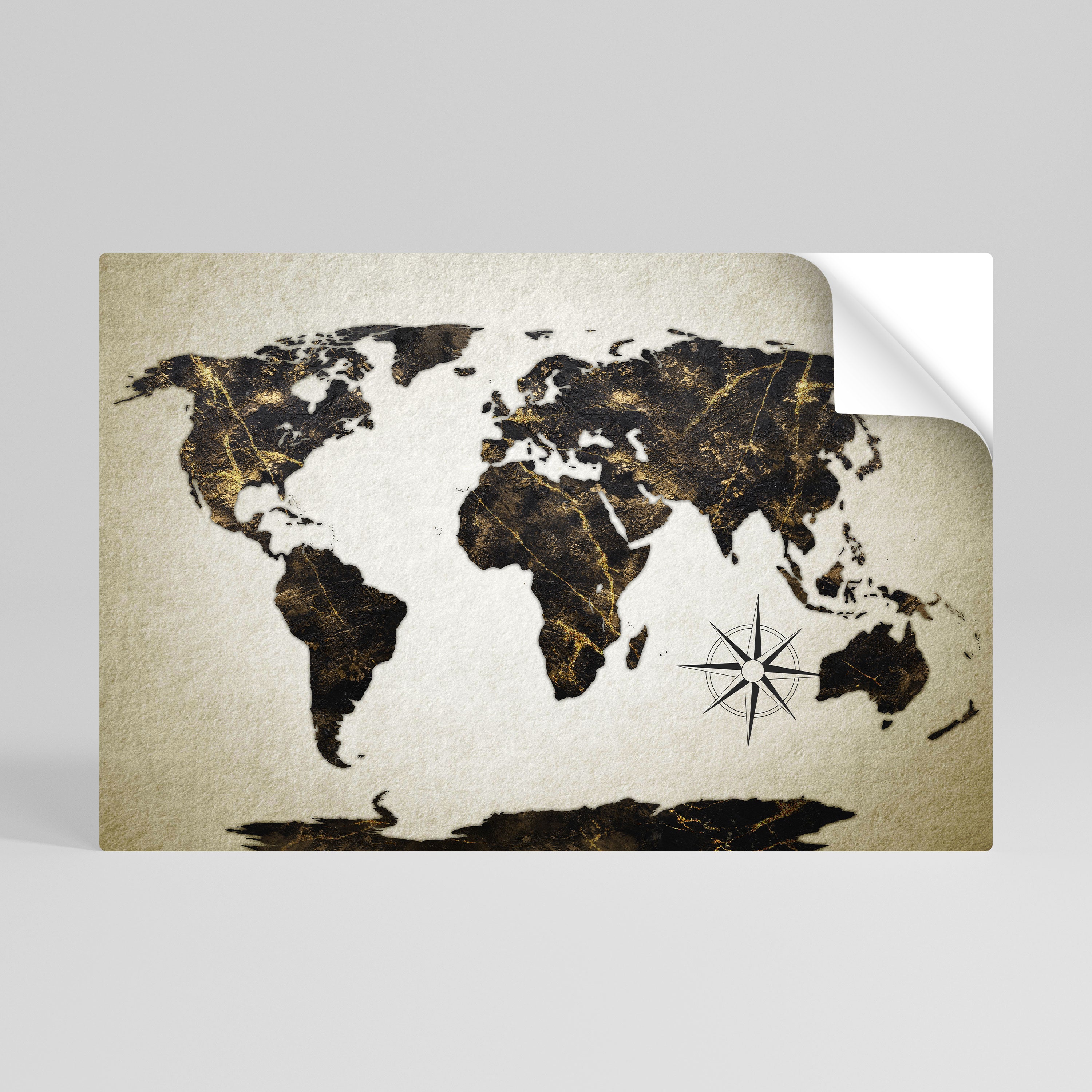 Póster horizontal autoadhesivo GLOBO DE LÍNEAS DORADAS