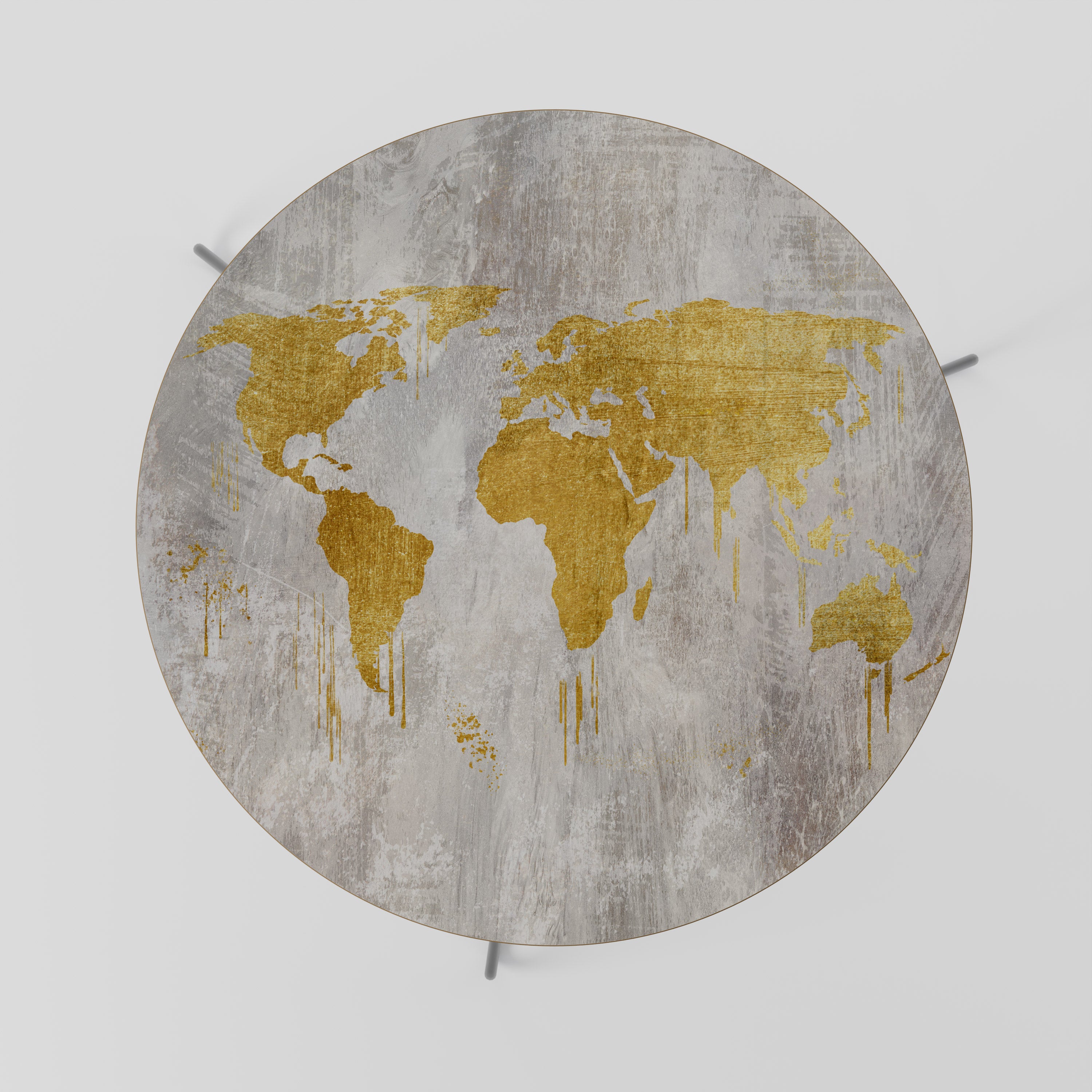 Mesa de centro con mapa de visión del mundo metálico 69