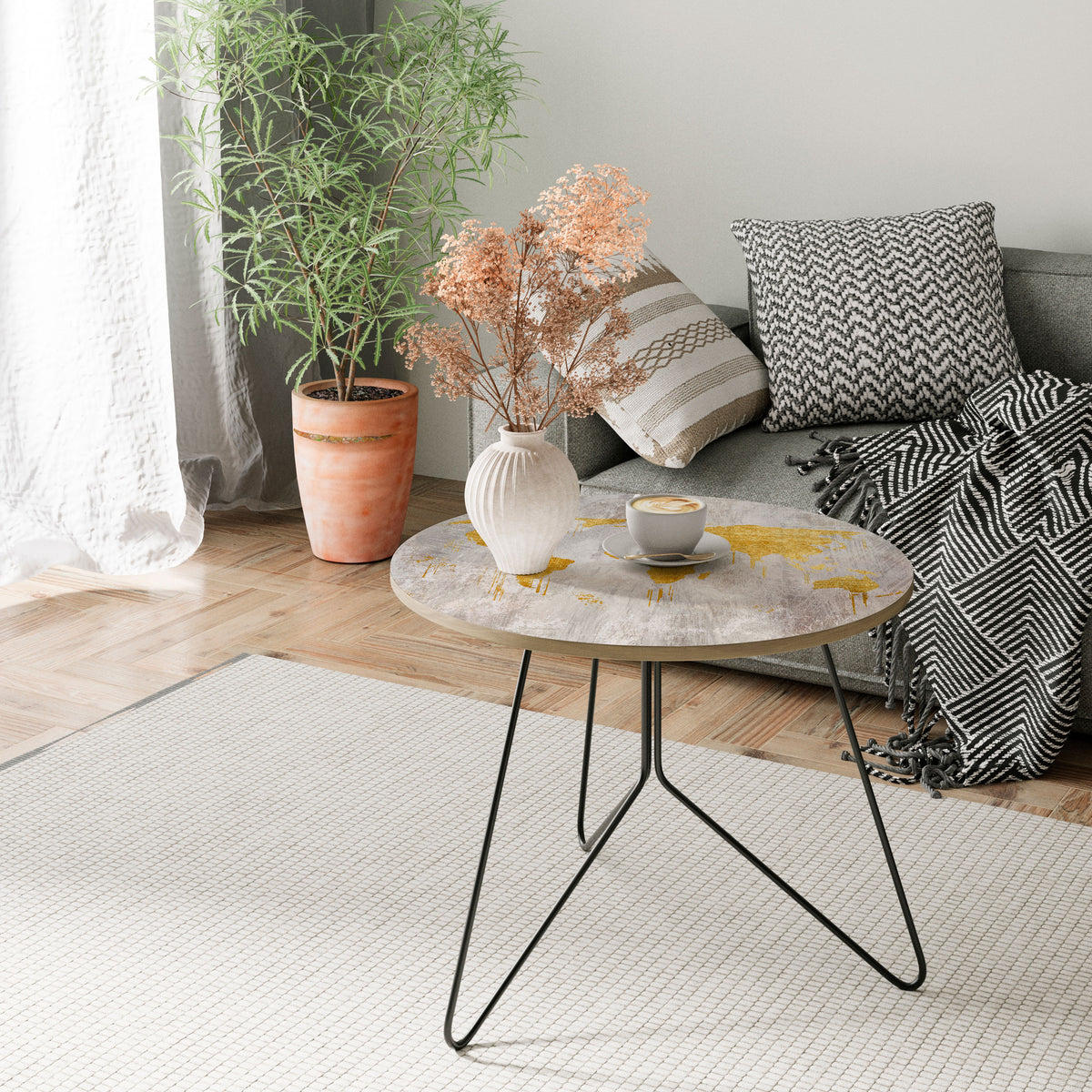 METALLIC WORLDVIEW MAP Coffee Table