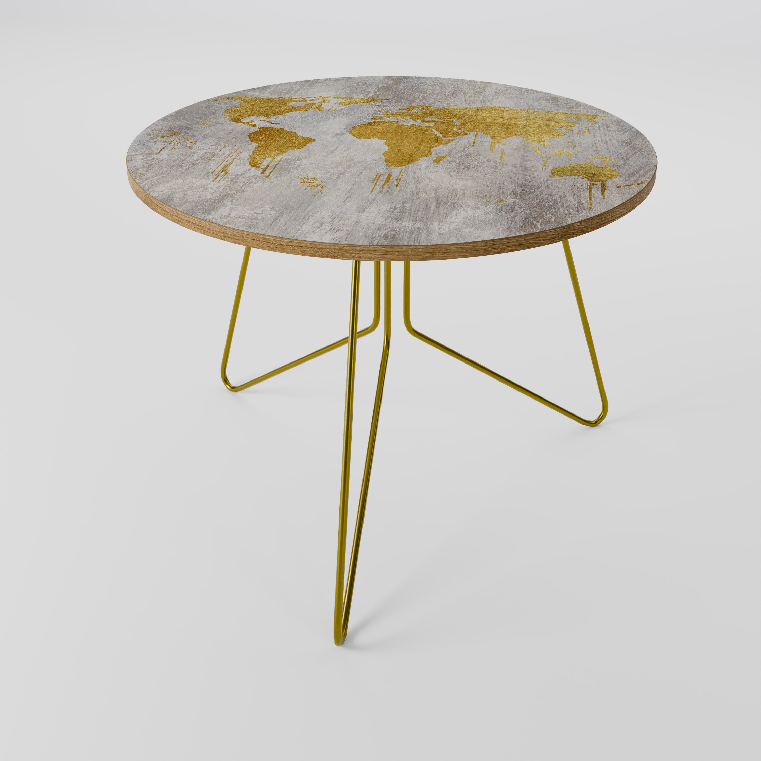 Mesa de centro con mapa de visión del mundo metálico 69