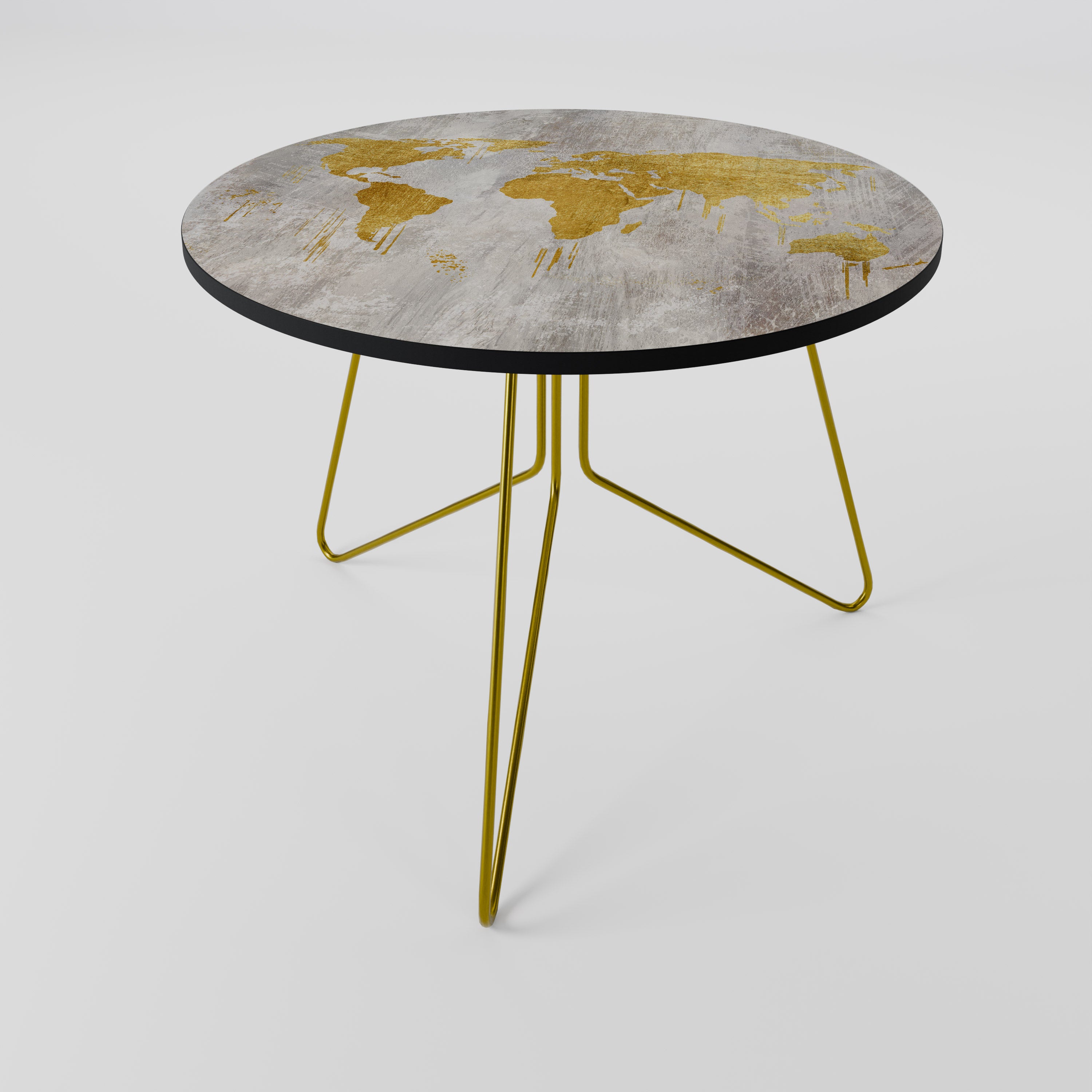 Mesa de centro con mapa de visión del mundo metálico 69