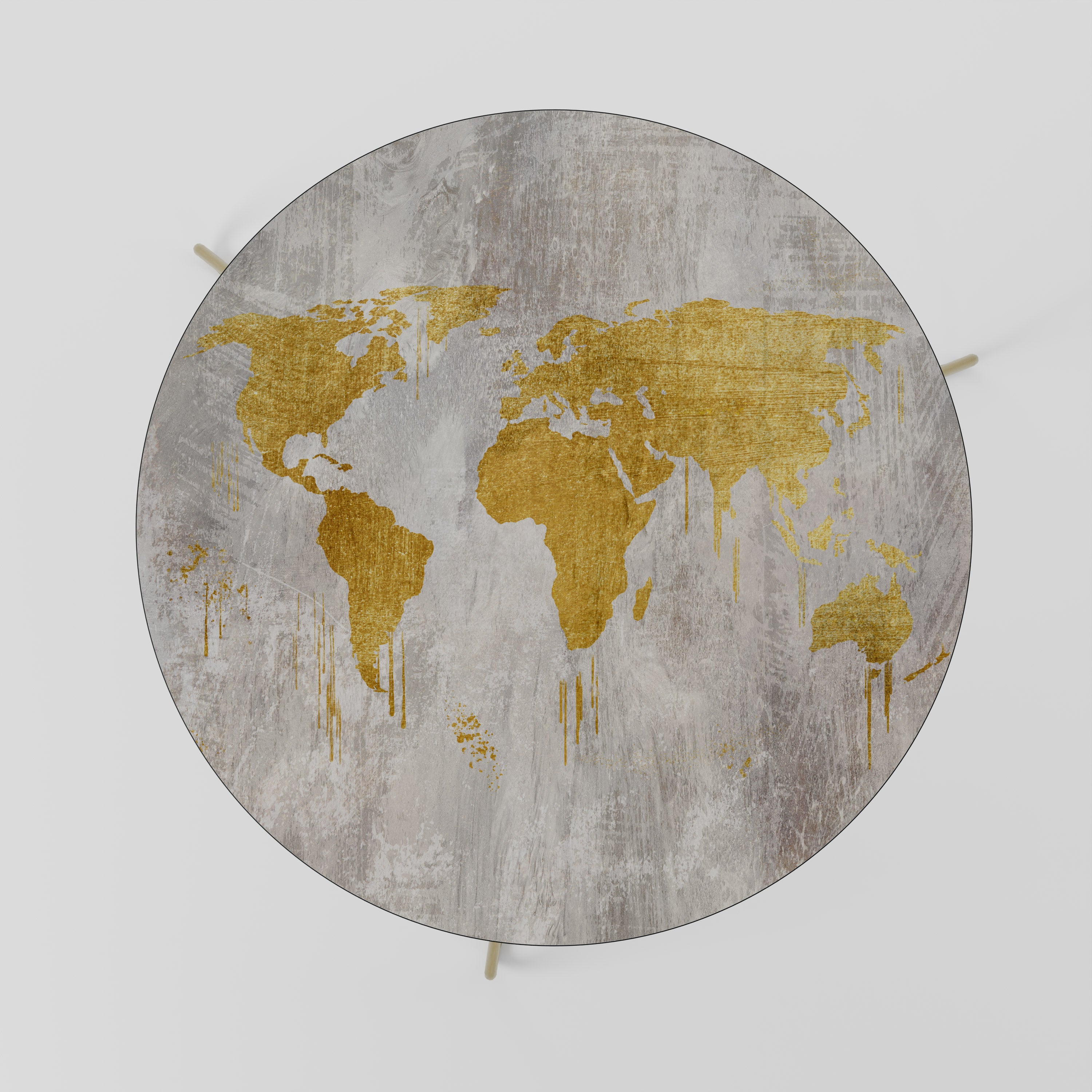 Mesa de centro con mapa de visión del mundo metálico 69