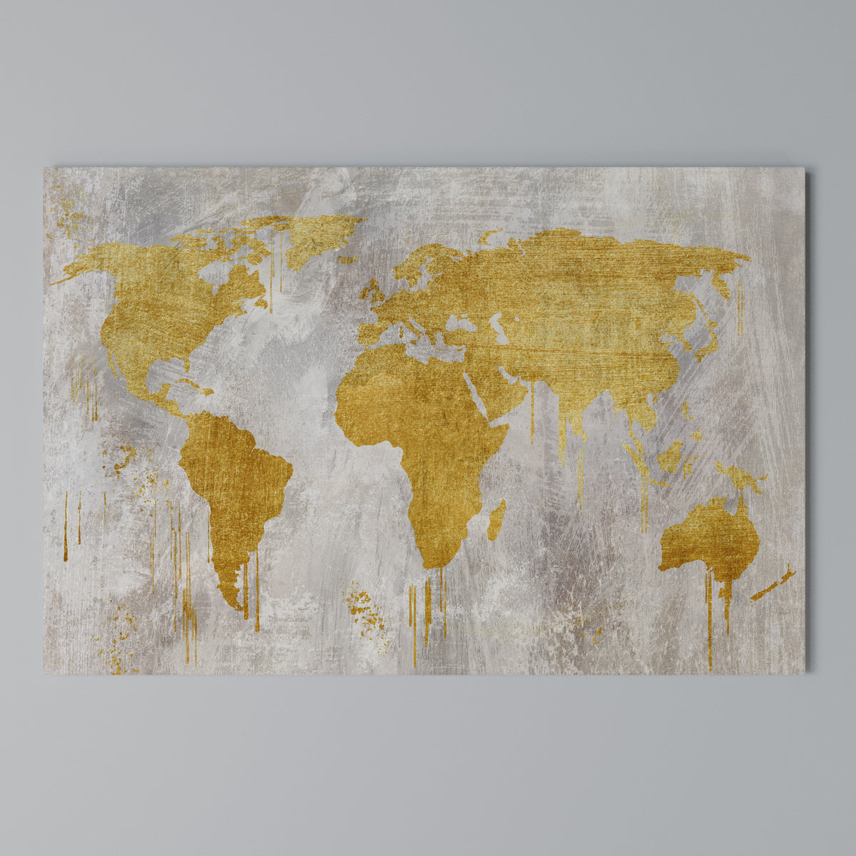 METALLIC WORLDVIEW MAP Cuadro en lienzo horizontal