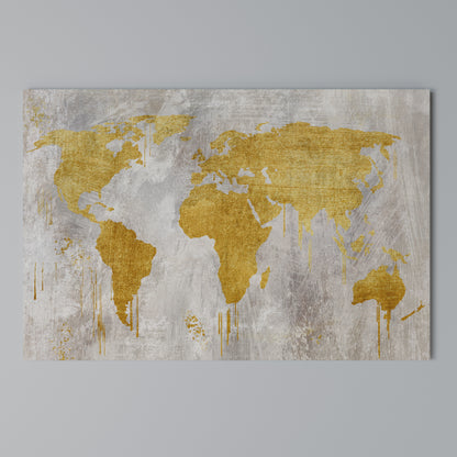 METALLIC WORLDVIEW MAP Cuadro en lienzo horizontal