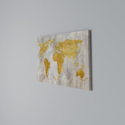 METALLIC WORLDVIEW MAP Cuadro en lienzo horizontal