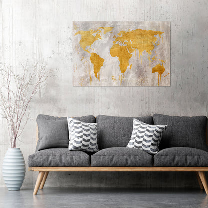 METALLIC WORLDVIEW MAP Cuadro en lienzo horizontal