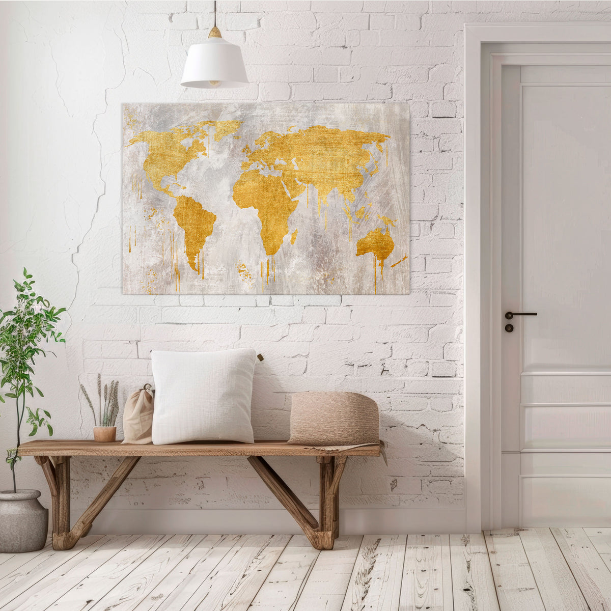 METALLIC WORLDVIEW MAP Cuadro en lienzo horizontal