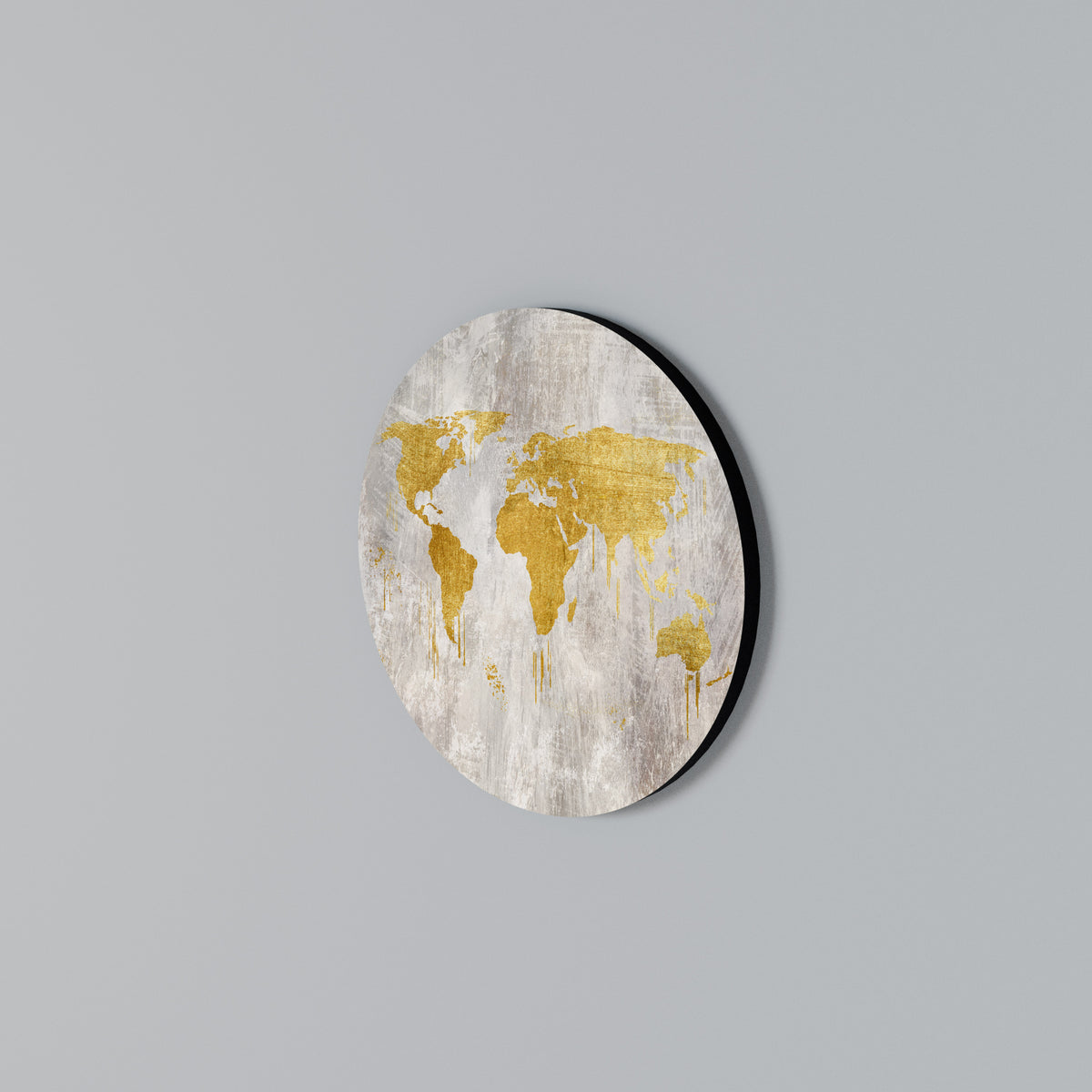 METALLIC WORLDVIEW MAP Arte de pared redondo