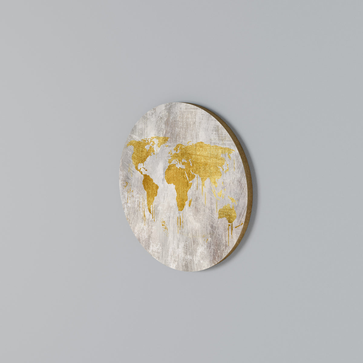 METALLIC WORLDVIEW MAP Arte de pared redondo