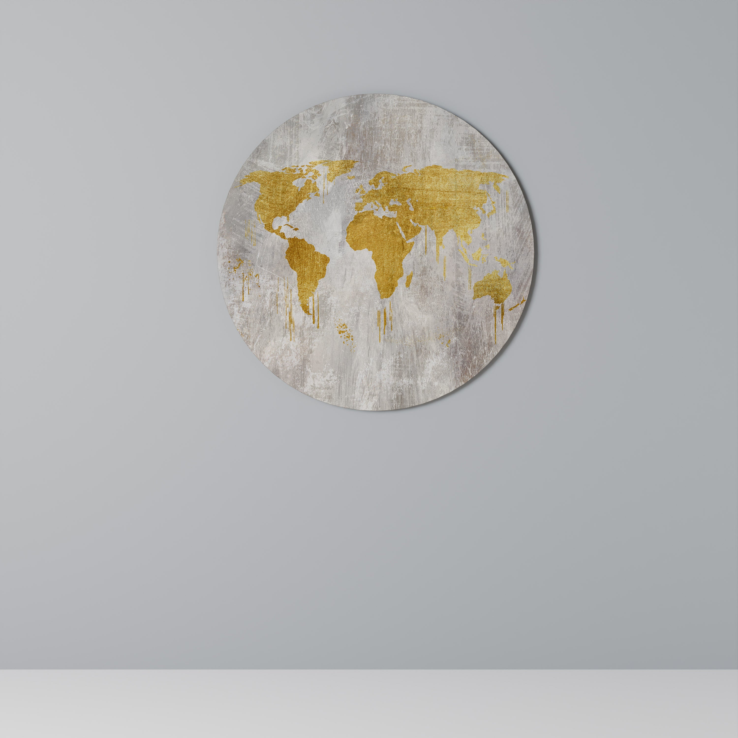 MAPA METÁLICO DE VISIÓN DEL MUNDO Arte de pared redondo