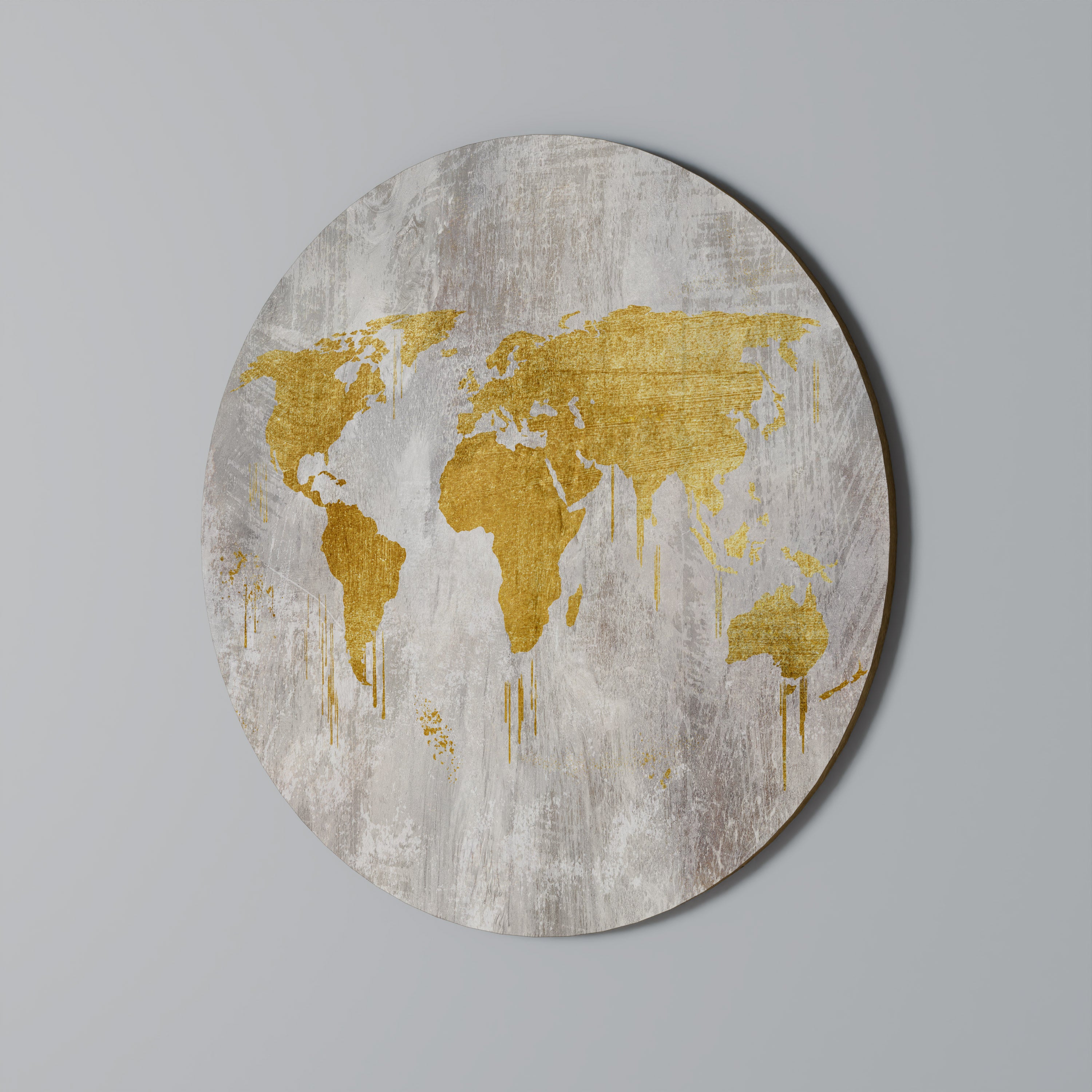 MAPA METÁLICO DE VISIÓN DEL MUNDO Arte de pared redondo