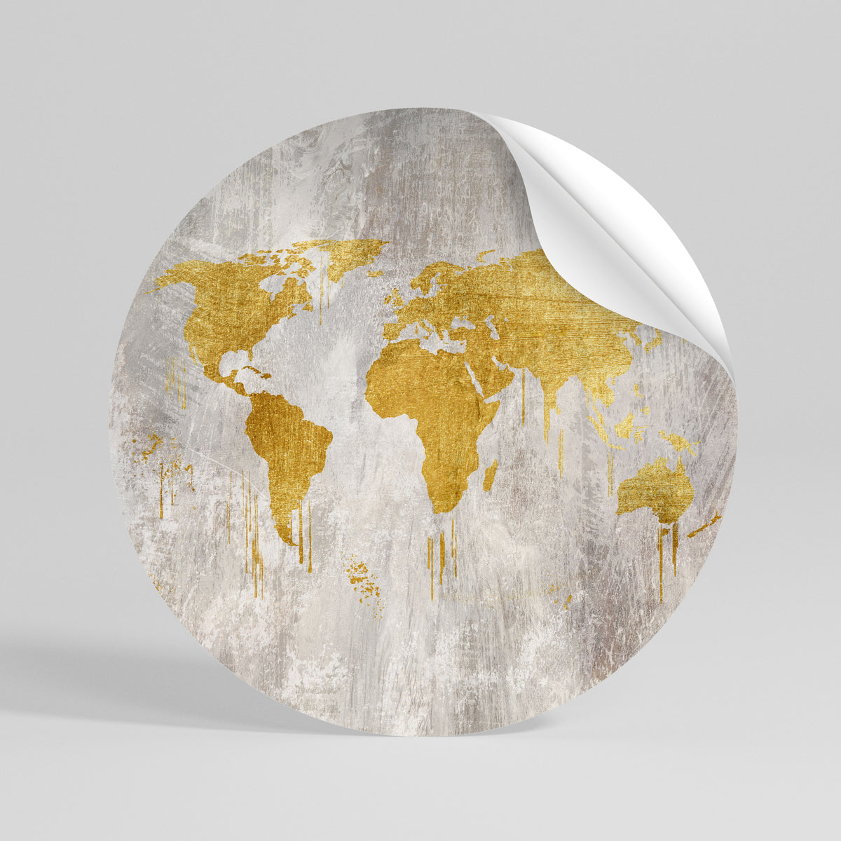 METALLIC WORLDVIEW MAP Vinilo adhesivo redondo