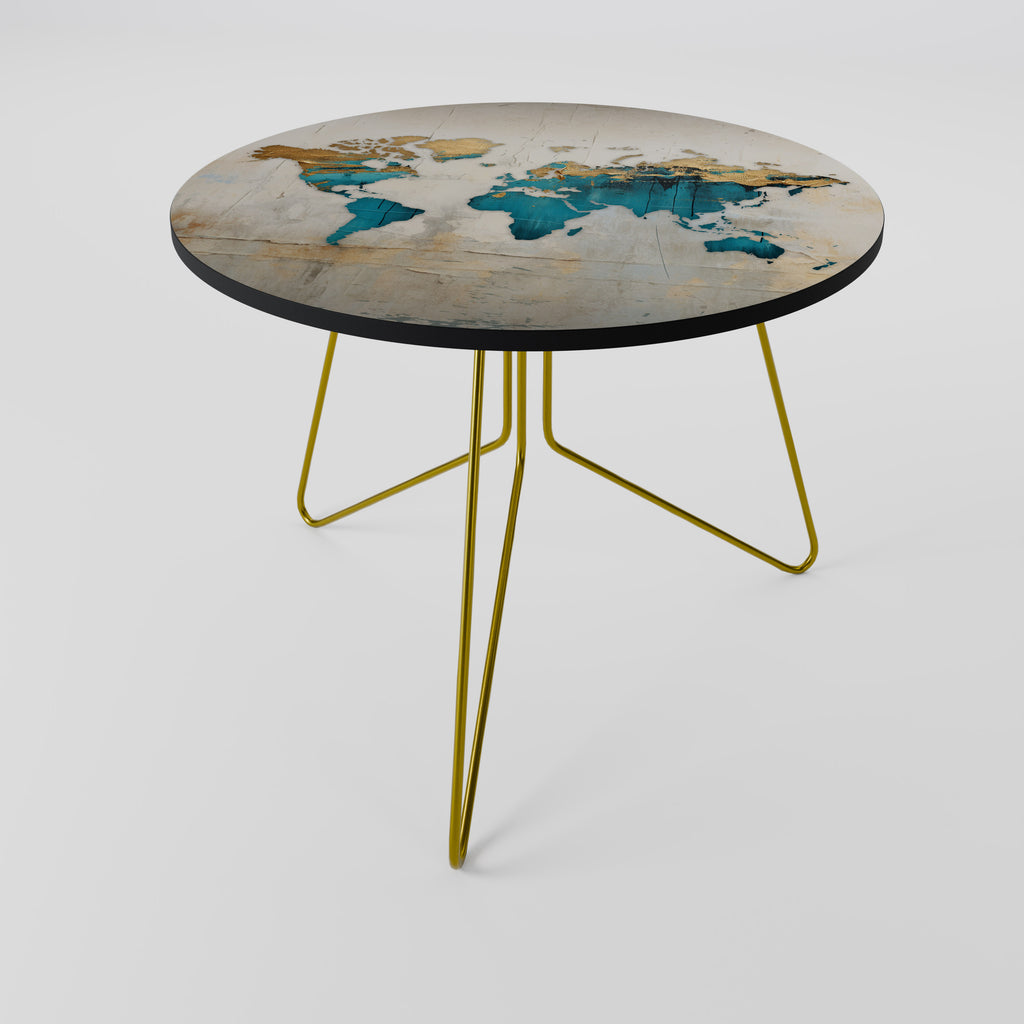 AZURE GILDED MAP Coffee Table