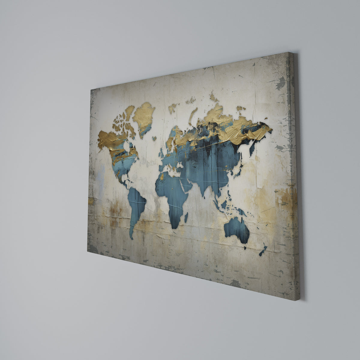 AZURE GILDED MAP Cuadro en lienzo horizontal