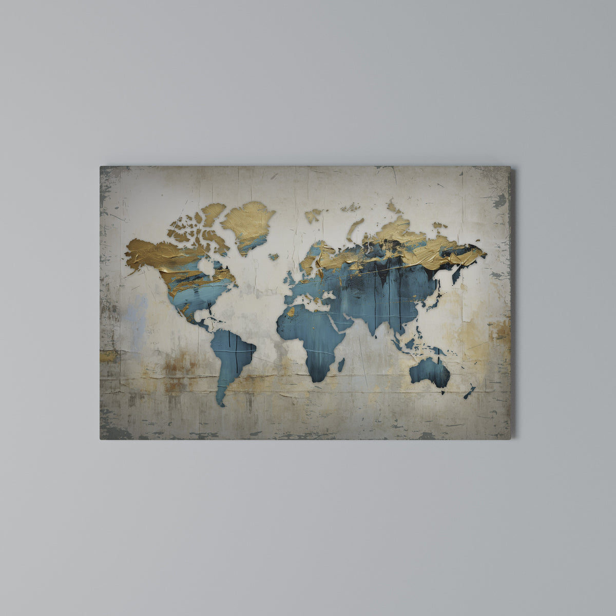 AZURE GILDED MAP Cuadro en lienzo horizontal
