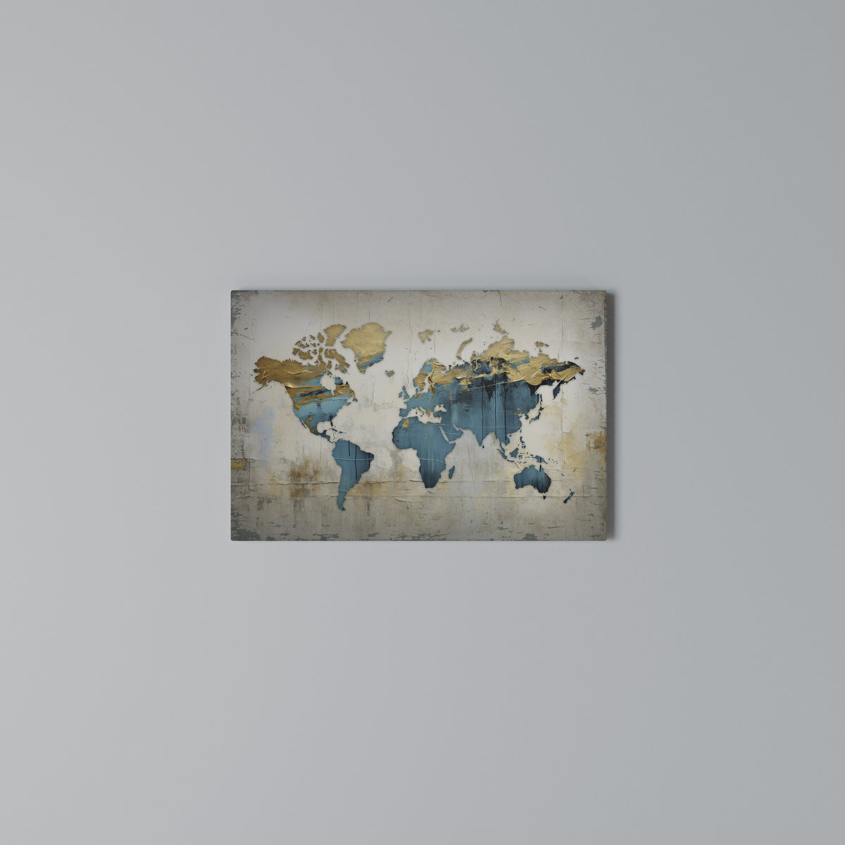 AZURE GILDED MAP Cuadro en lienzo horizontal