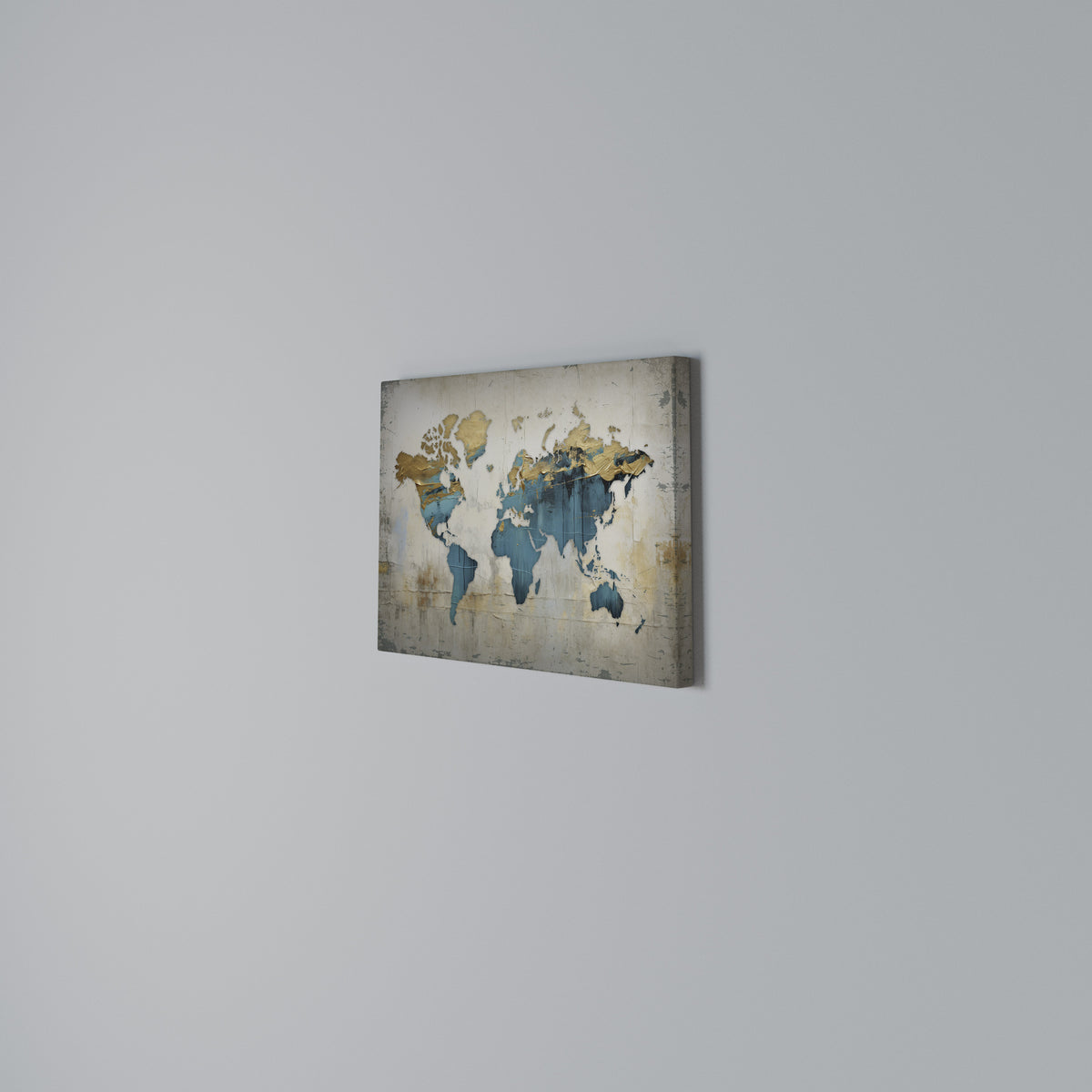 AZURE GILDED MAP Cuadro en lienzo horizontal