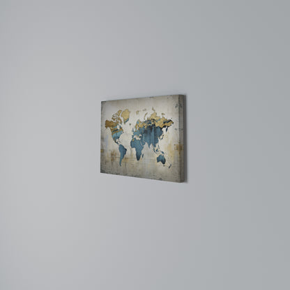 AZURE GILDED MAP Cuadro en lienzo horizontal