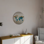 AZURE GILDED MAP Round Wall Art