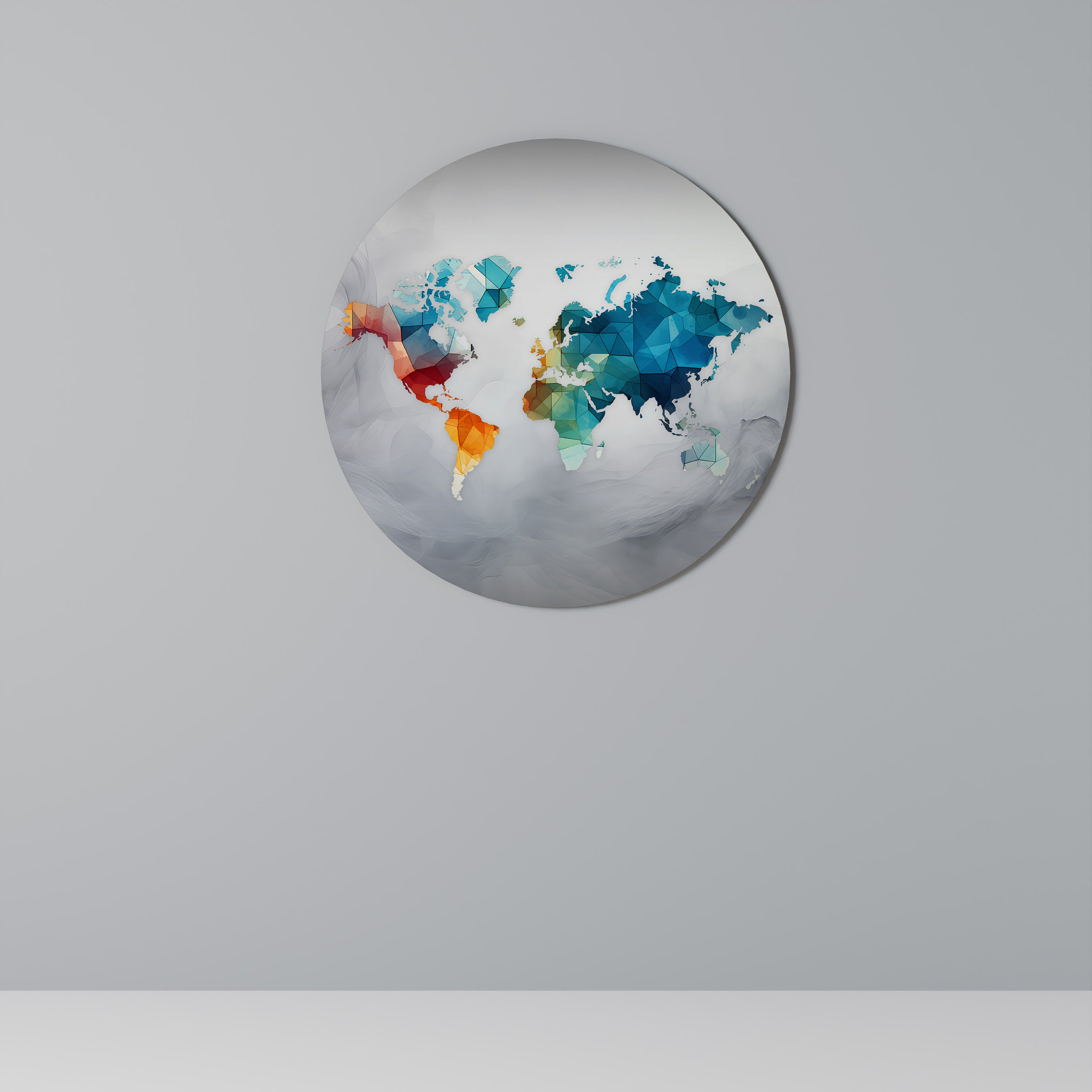 Arte de pared redondo VISIÓN DEL MUNDO FACETADA