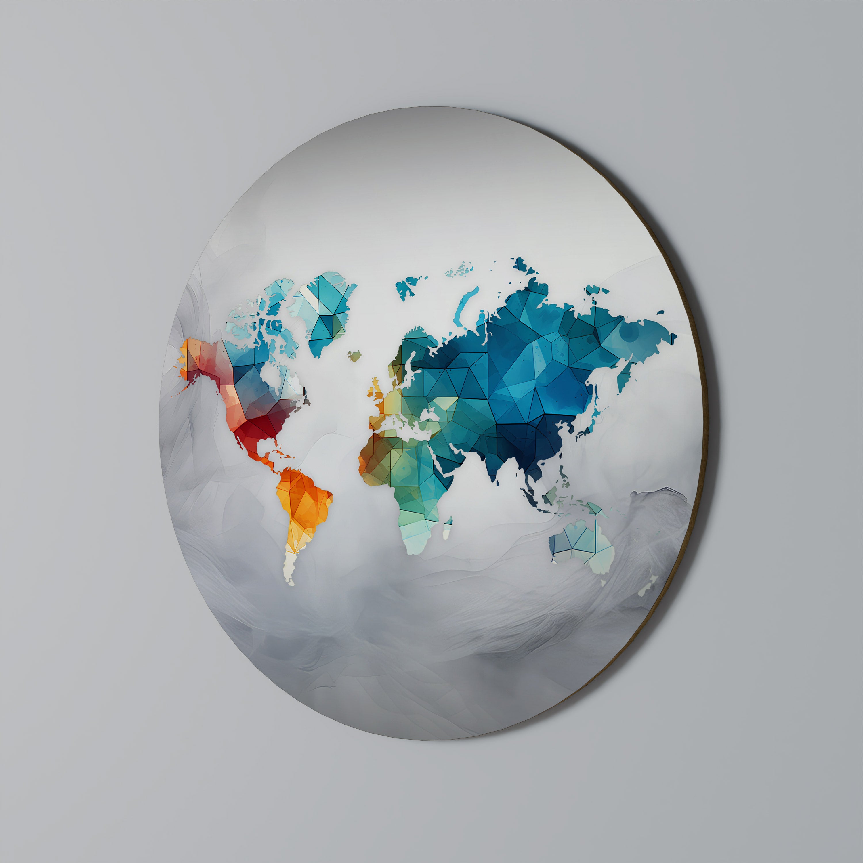 Arte de pared redondo VISIÓN DEL MUNDO FACETADA
