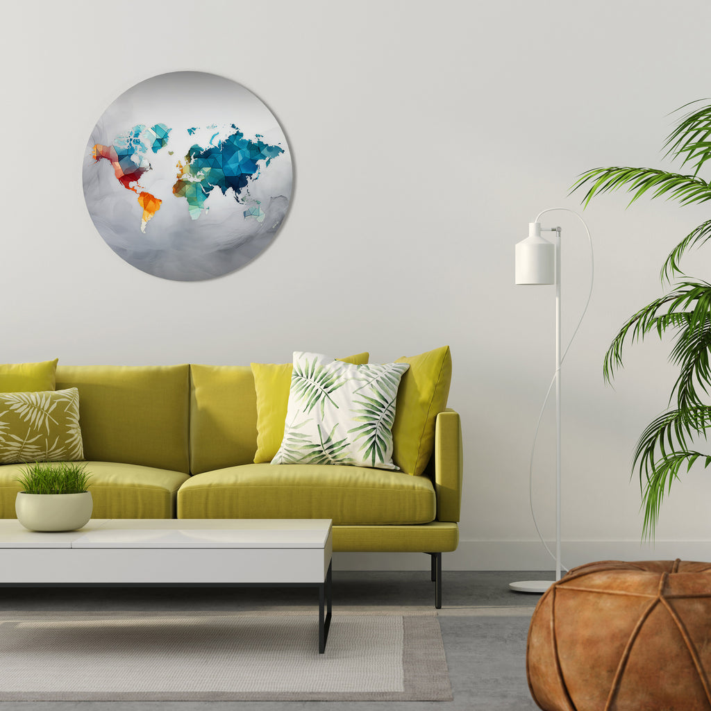 Arte de pared redondo VISIÓN DEL MUNDO FACETADA