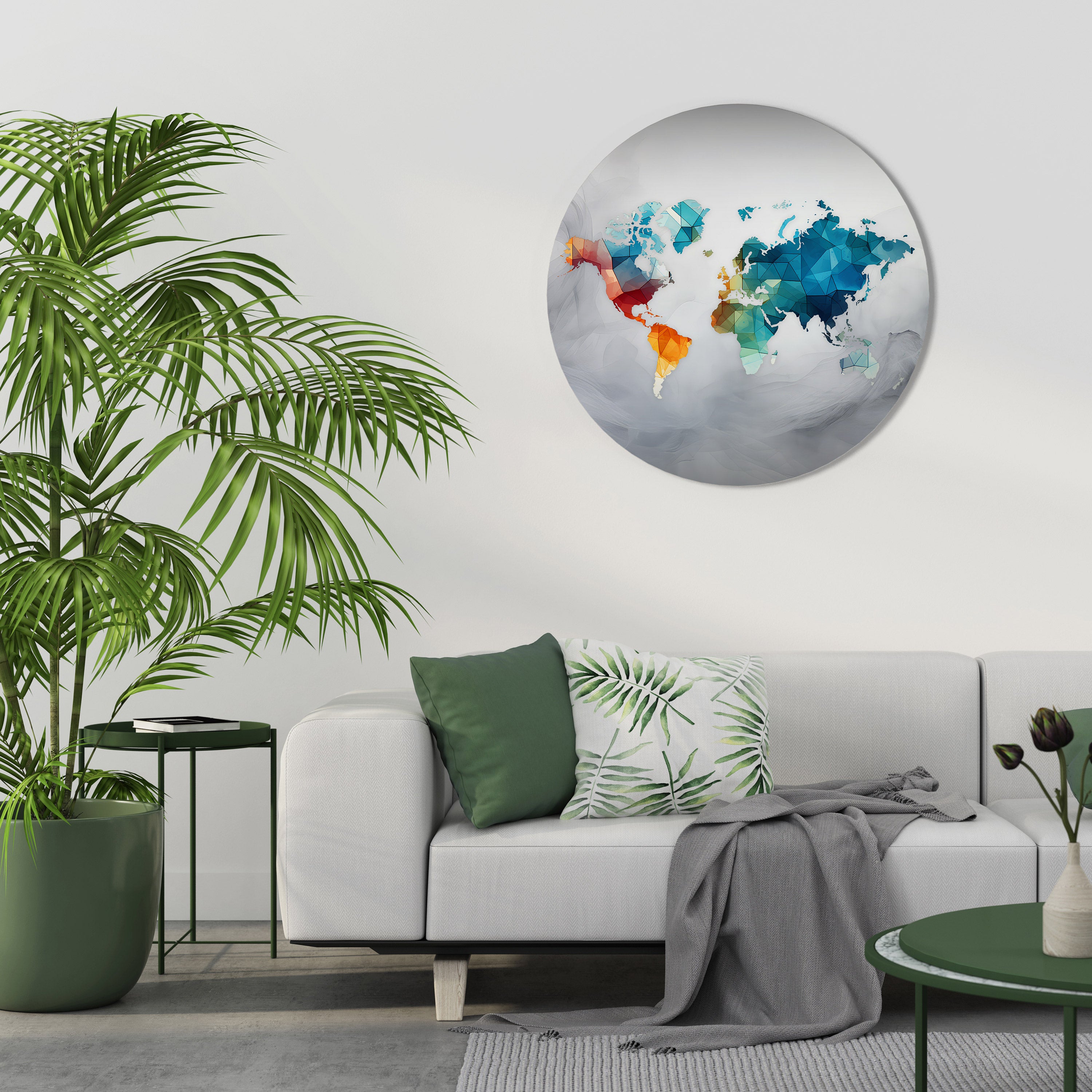 Arte de pared redondo VISIÓN DEL MUNDO FACETADA