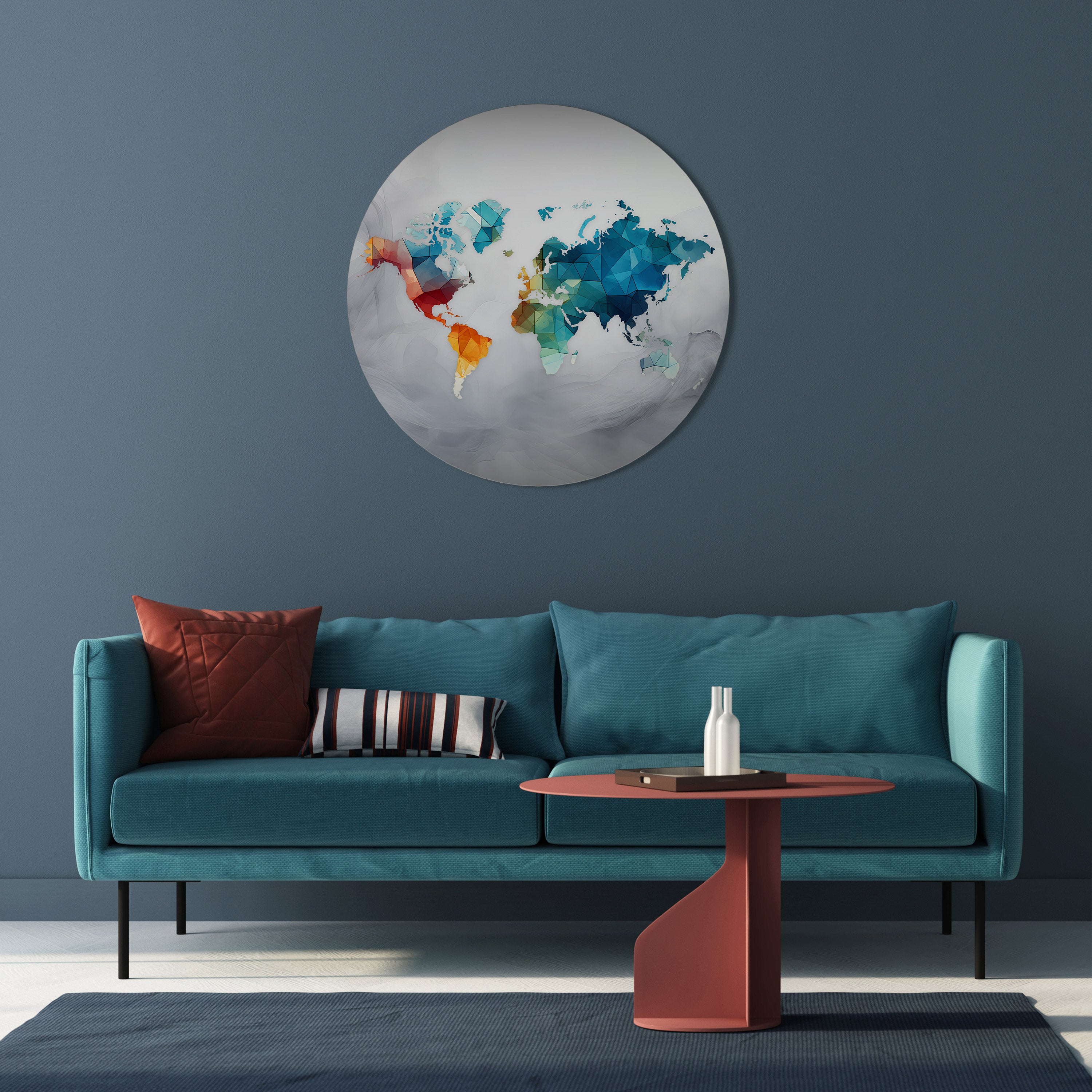 Arte de pared redondo VISIÓN DEL MUNDO FACETADA