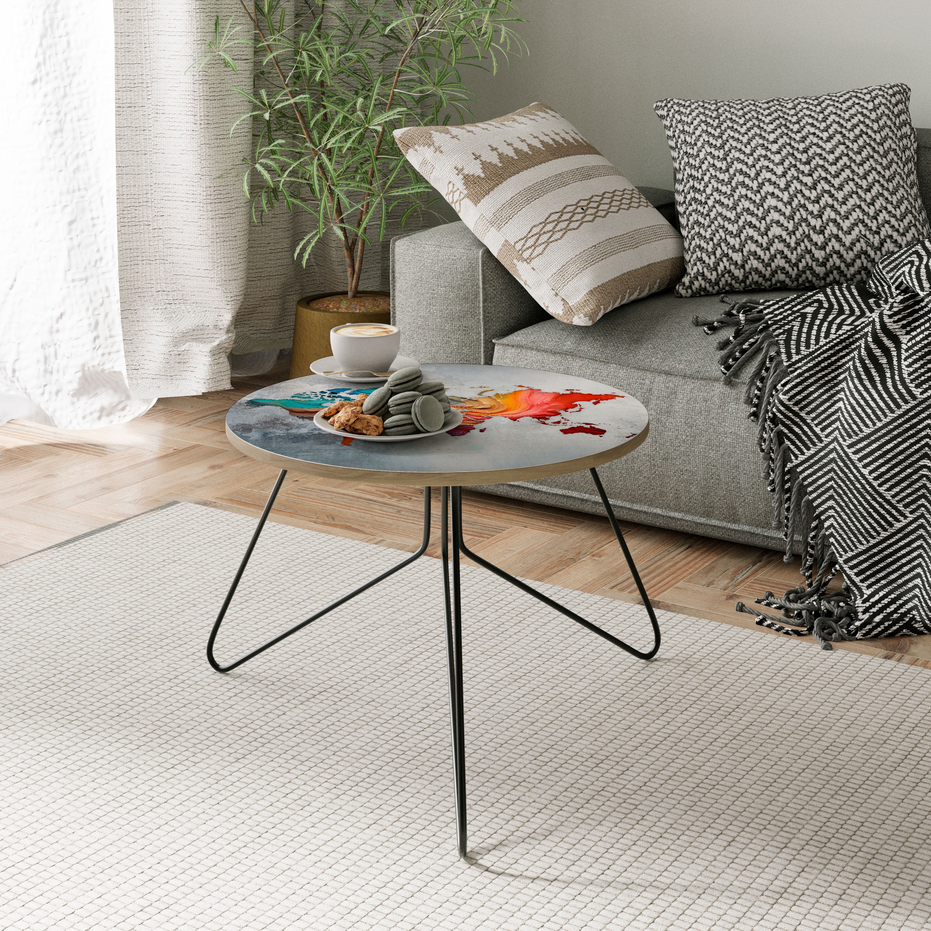 PAINTED CONTINENTS Coffee Table 60