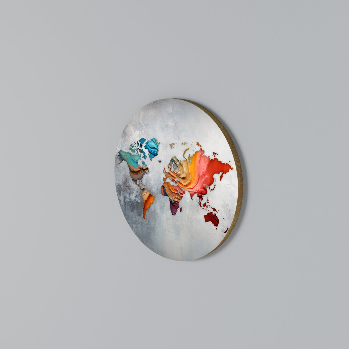 PAINTED CONTINENTS Arte de pared redondo