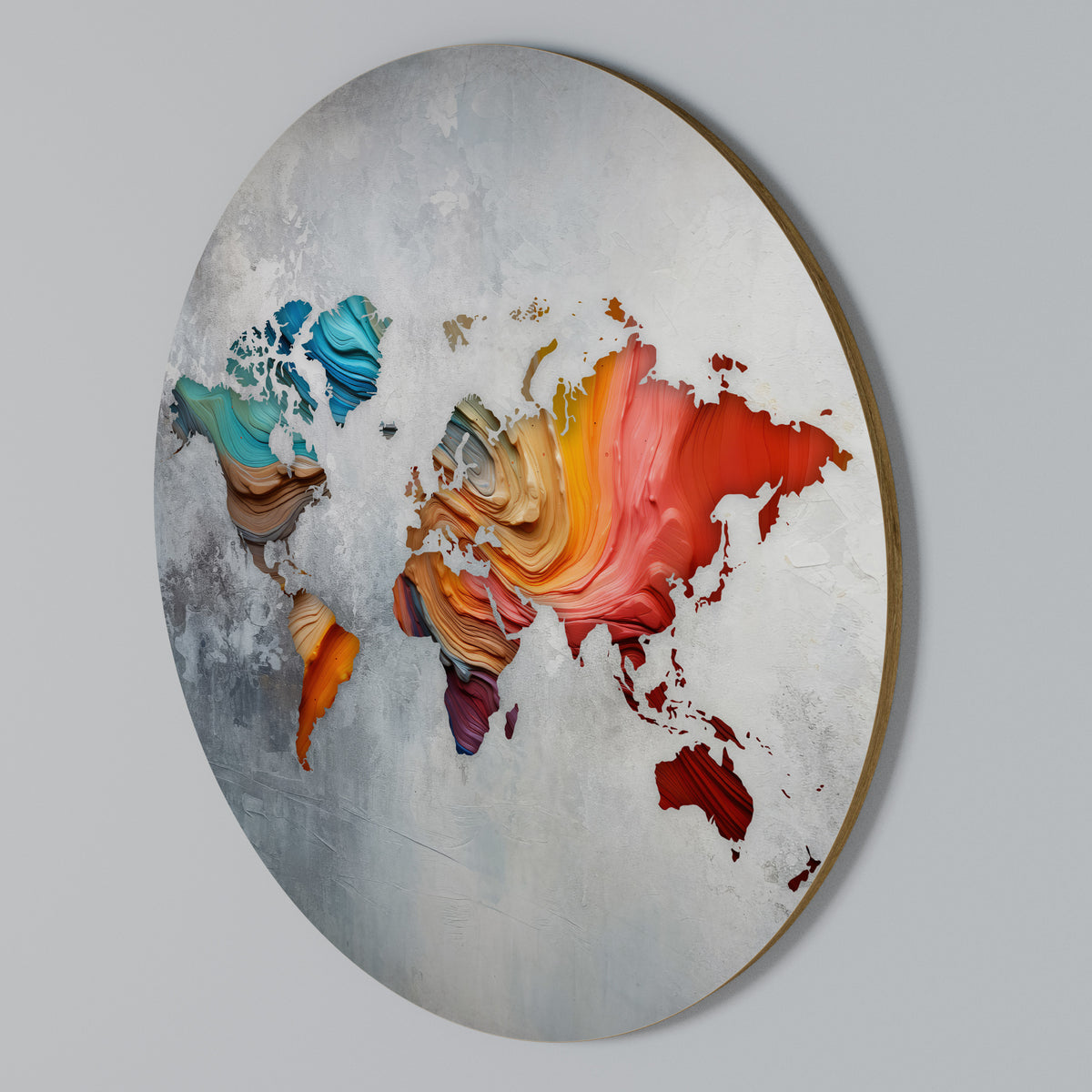 PAINTED CONTINENTS Arte de pared redondo