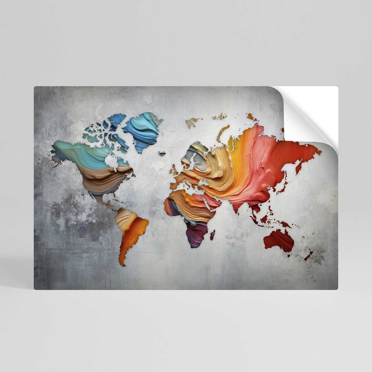 PAINTED CONTINENTS Póster adhesivo horizontal