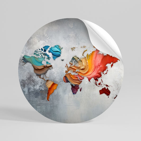 PAINTED CONTINENTS Vinilo adhesivo redondo