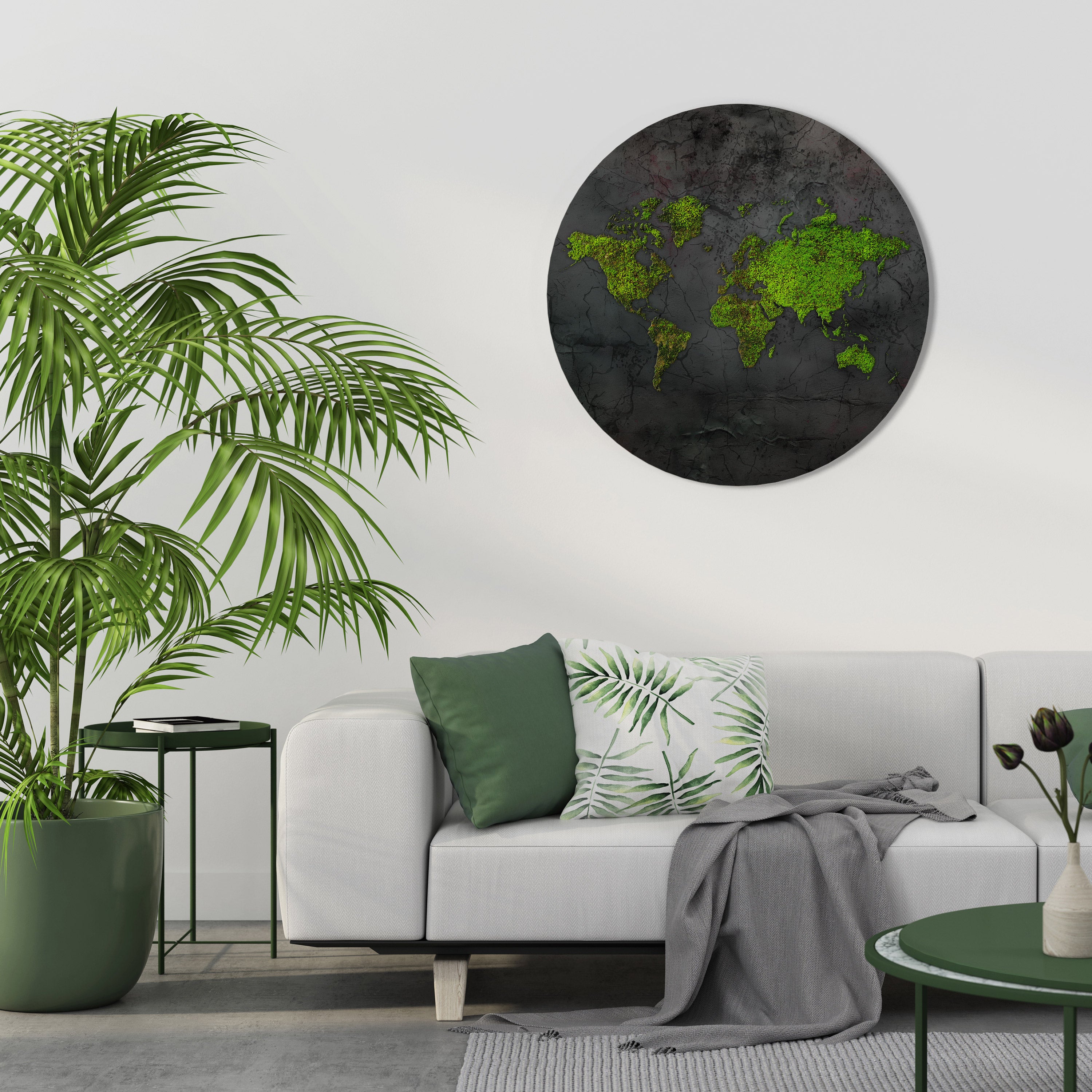 Arte de pared redondo TIERRAS MÁS VERDES ABRAZADAS