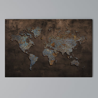 METALLIC MAP OF MEMORIES Cuadro en lienzo horizontal