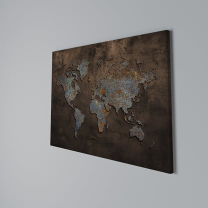 METALLIC MAP OF MEMORIES Cuadro en lienzo horizontal