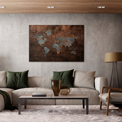 METALLIC MAP OF MEMORIES Cuadro en lienzo horizontal