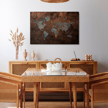 METALLIC MAP OF MEMORIES Cuadro en lienzo horizontal