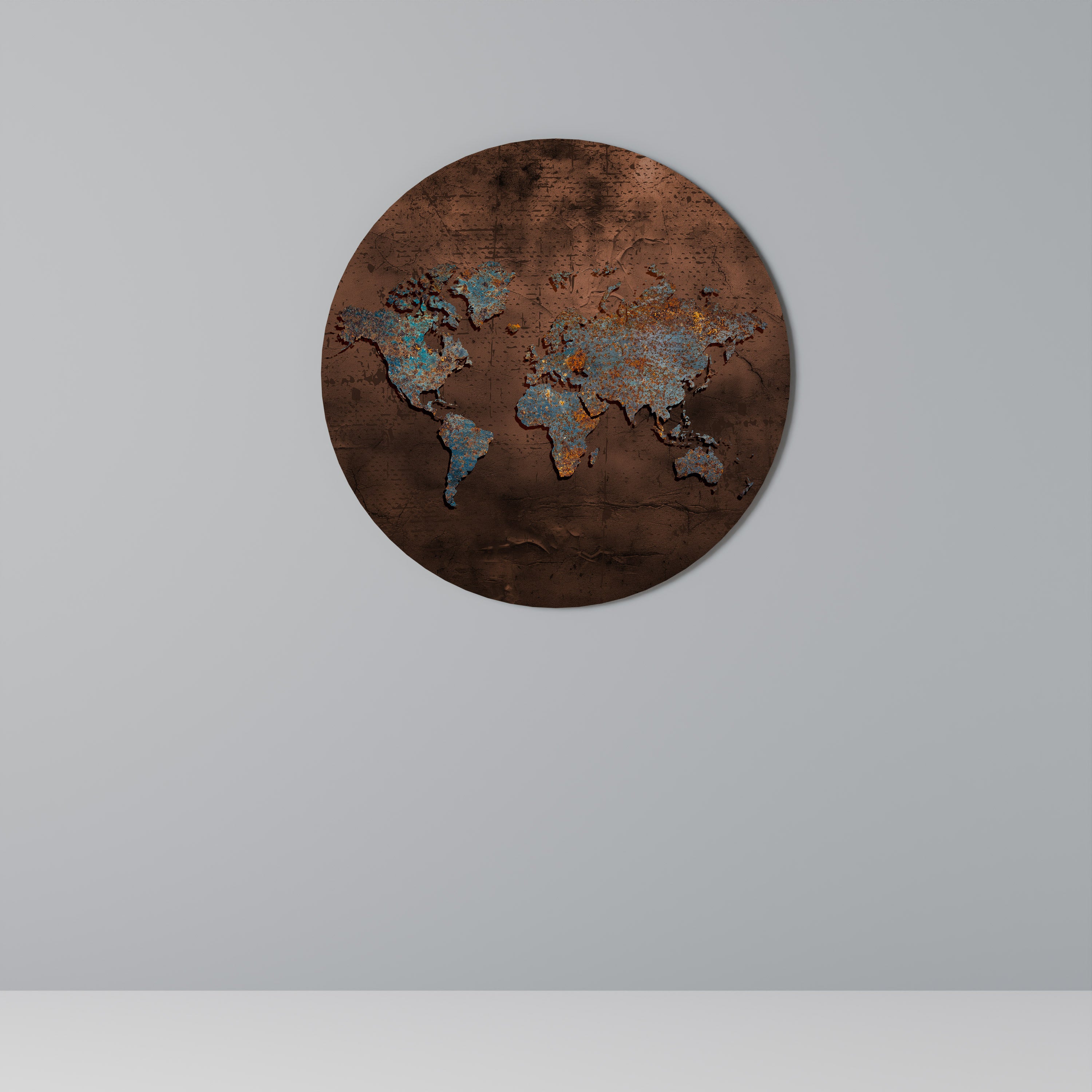 MAPA METÁLICO DE RECUERDOS Arte de pared redondo