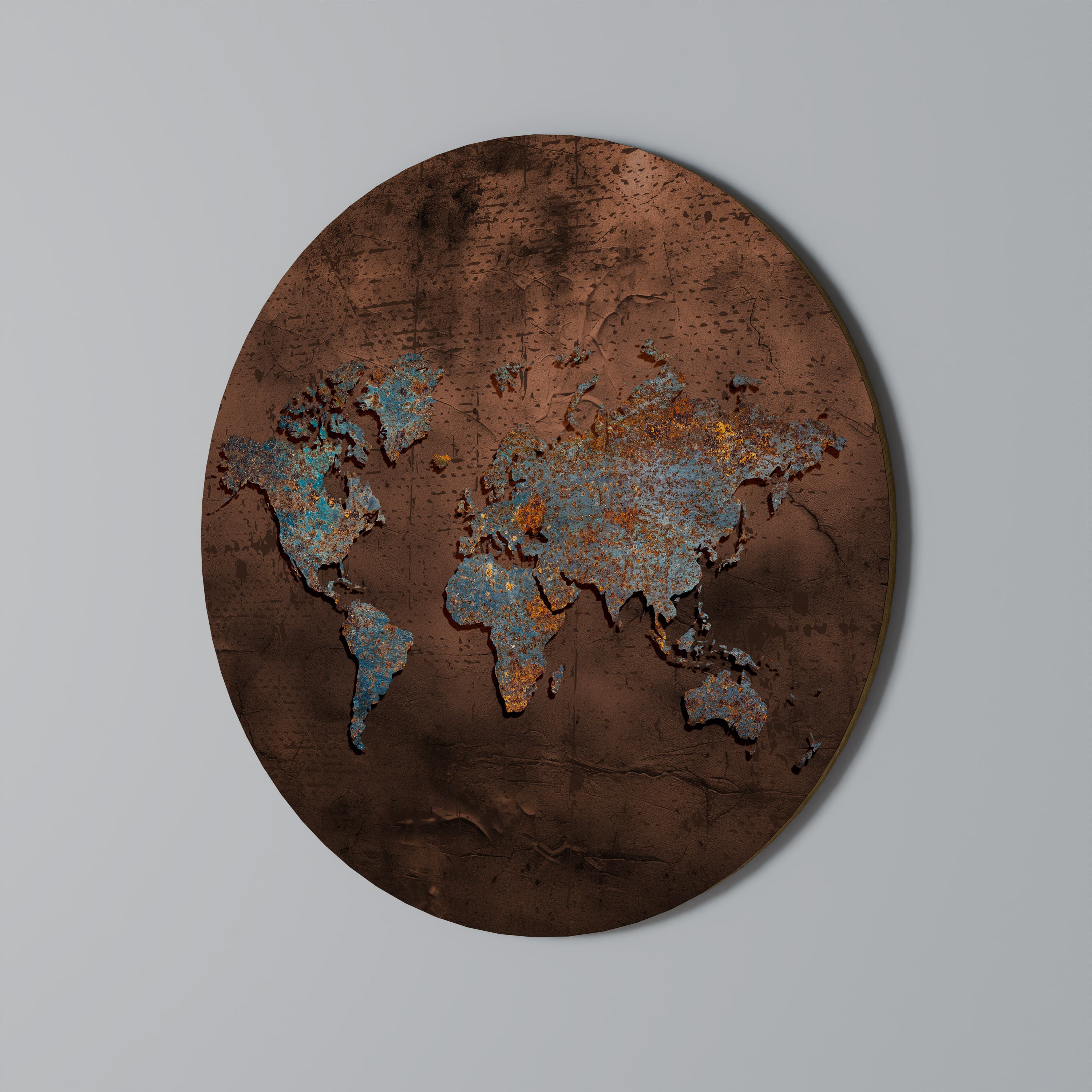 MAPA METÁLICO DE RECUERDOS Arte de pared redondo