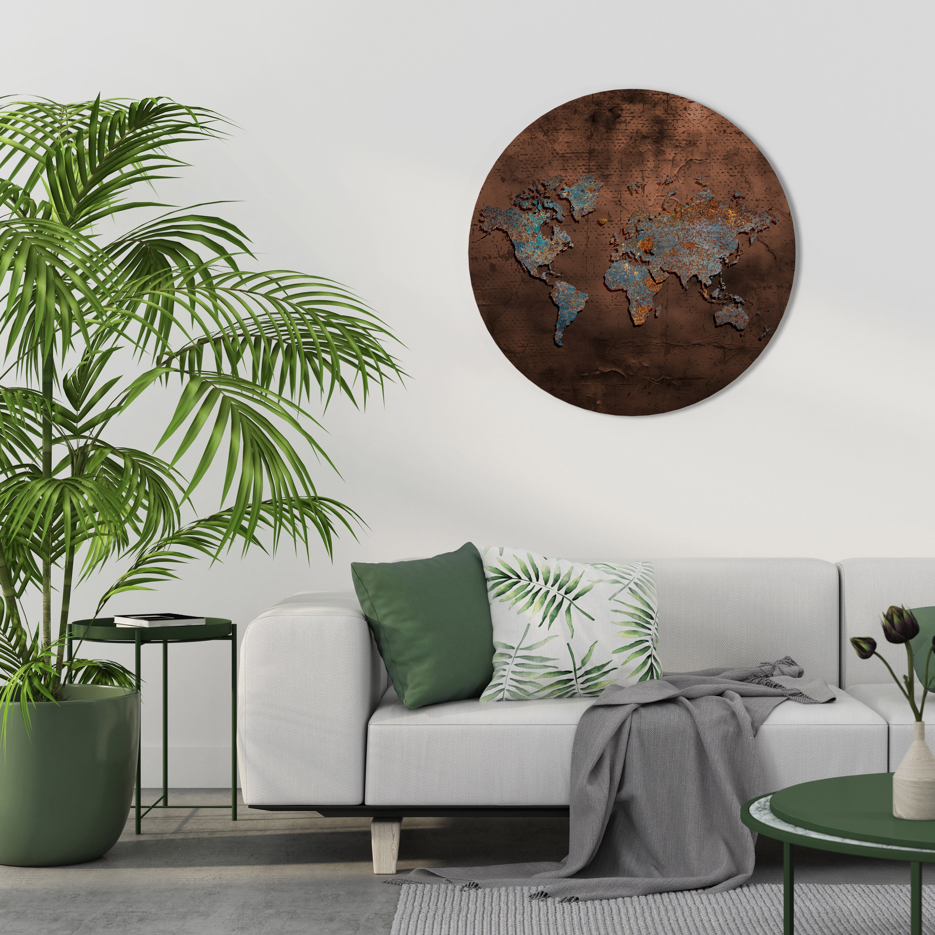 MAPA METÁLICO DE RECUERDOS Arte de pared redondo