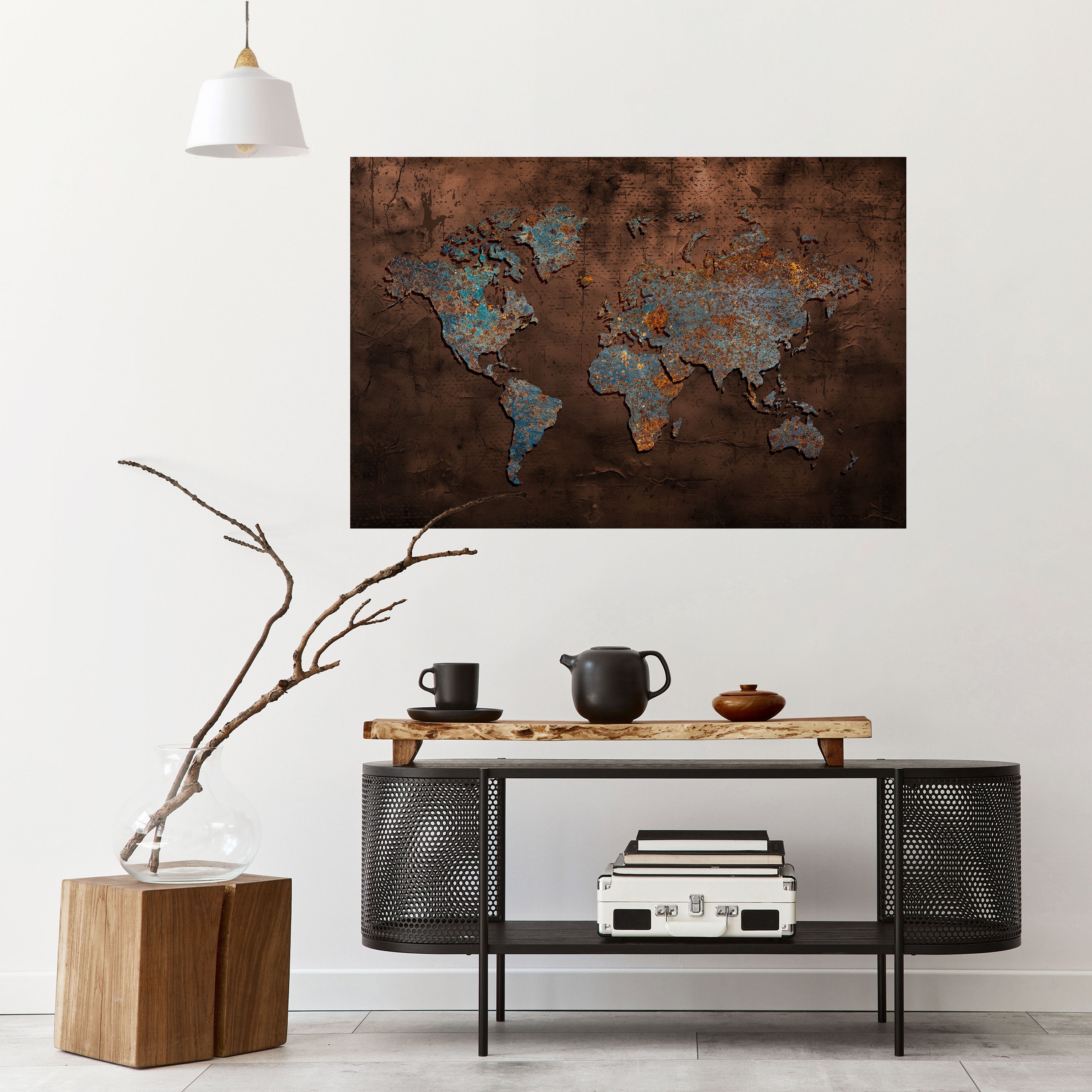 MAPA METÁLICO DE LOS RECUERDOS Póster horizontal autoadhesivo