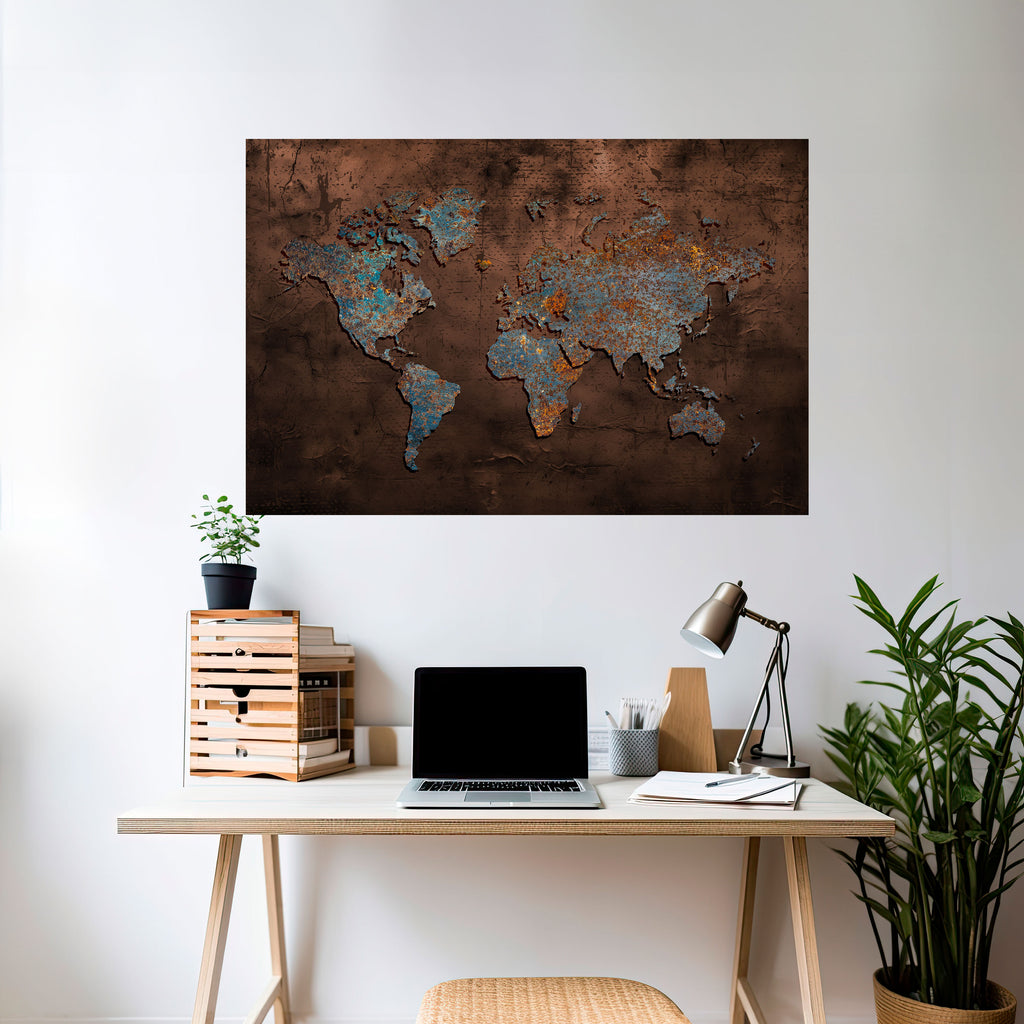 MAPA METÁLICO DE LOS RECUERDOS Póster horizontal autoadhesivo