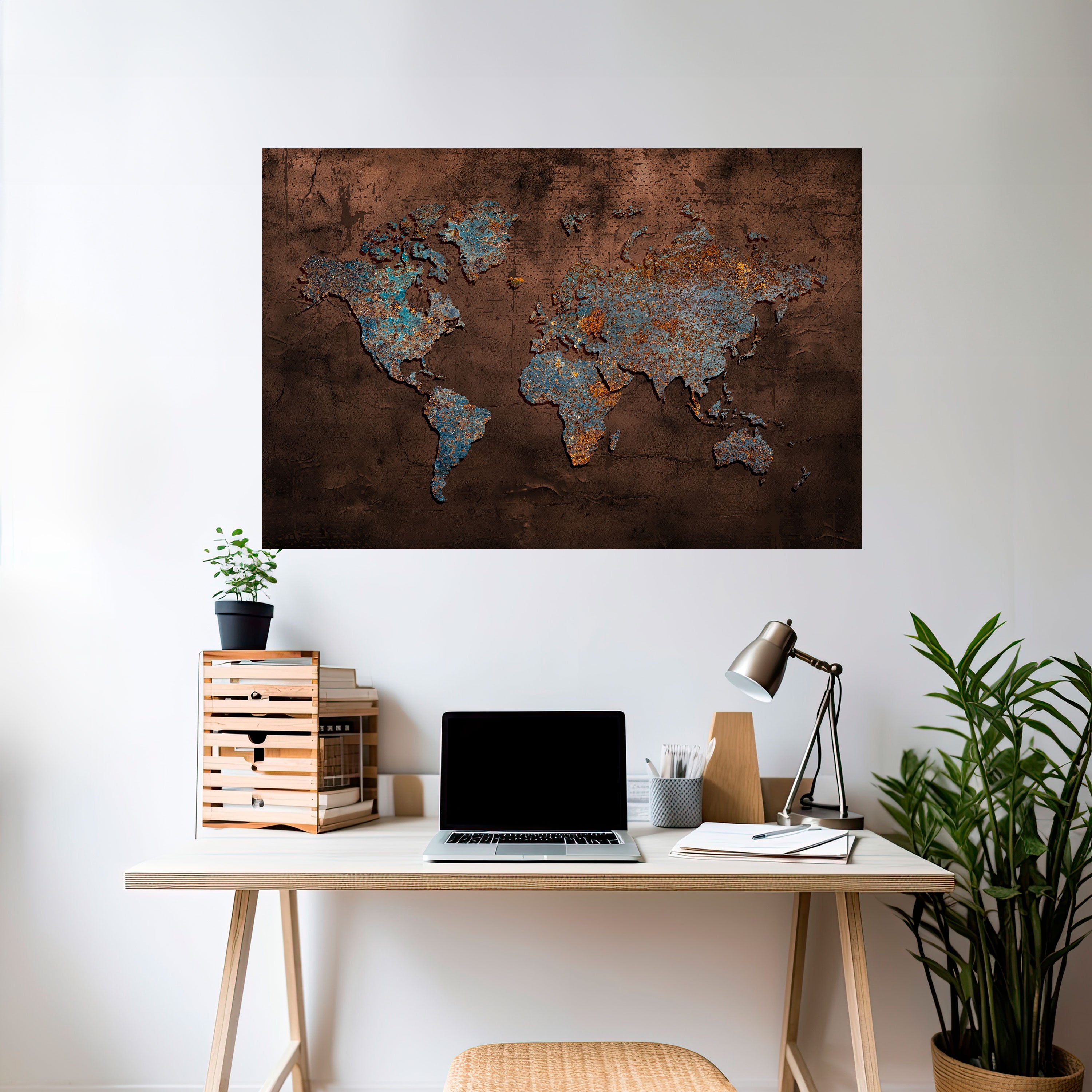 MAPA METÁLICO DE LOS RECUERDOS Póster horizontal autoadhesivo