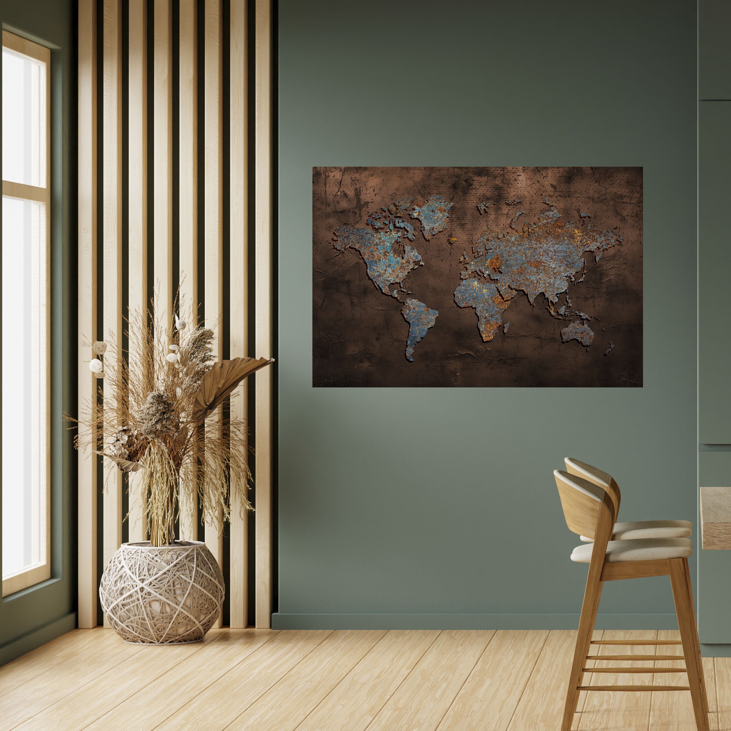 MAPA METÁLICO DE LOS RECUERDOS Póster horizontal autoadhesivo