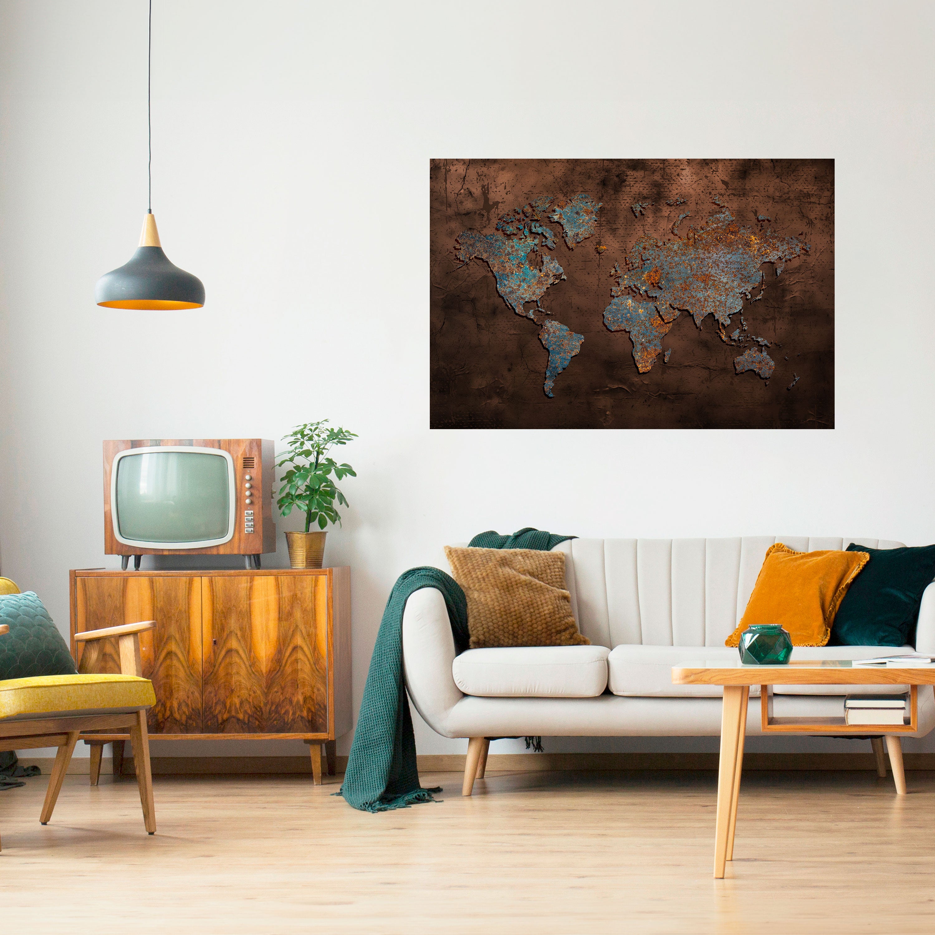 MAPA METÁLICO DE LOS RECUERDOS Póster horizontal autoadhesivo